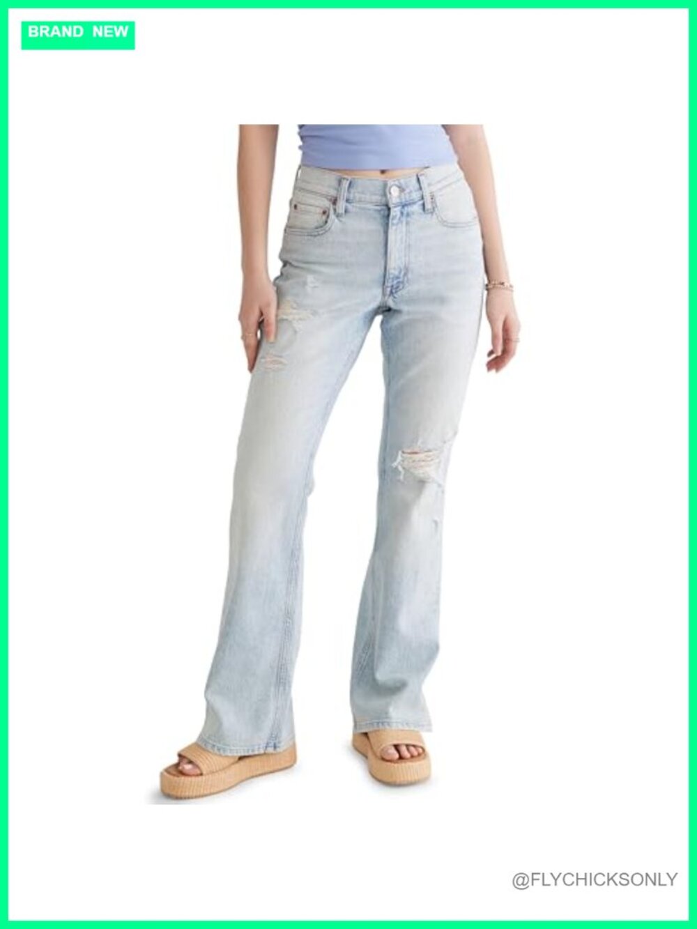 Women's Flare High-Rise Stretch Denim Jeans Y2K Full Length Retro Style